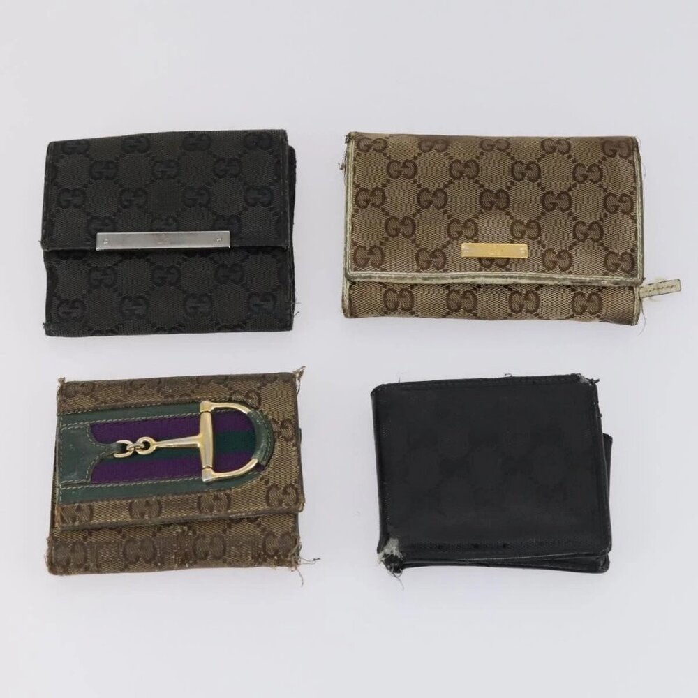 GUCCI GG Canvas Wallet Leather 10 Set Beige Black Auth bs30034 - Picture 10 of 15